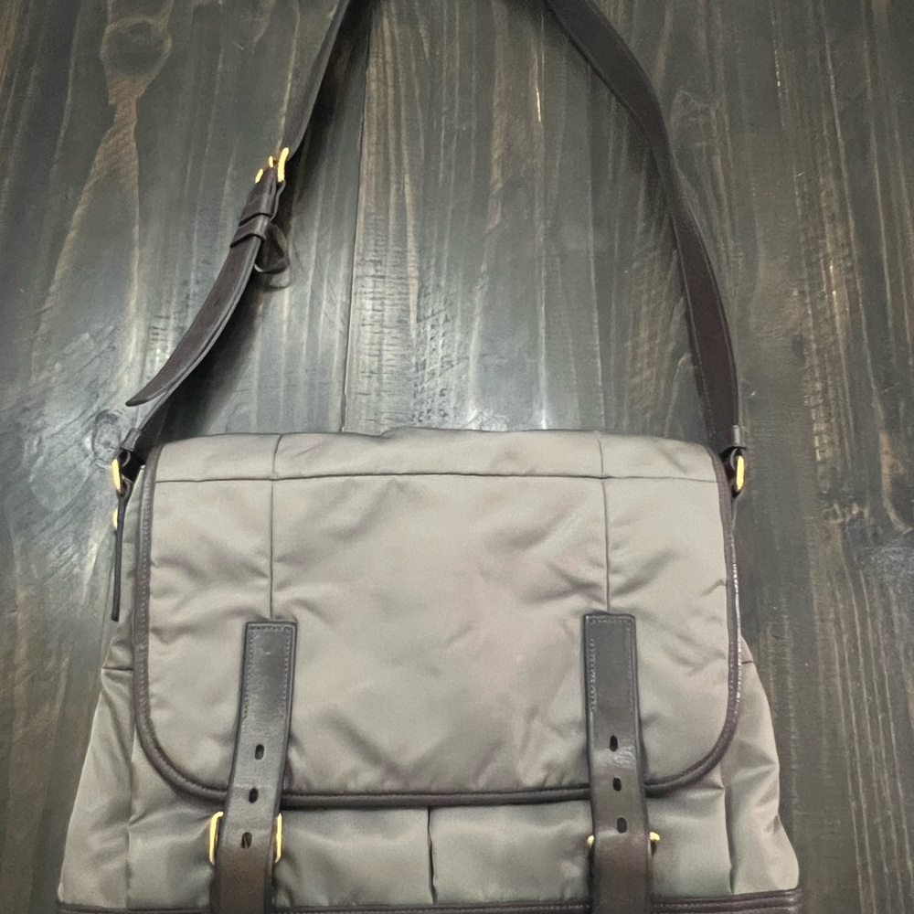 Prada Gray Laptop Bag with Black Accents
